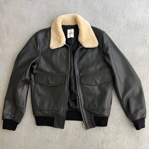 Sandro Leather and Shearling Aviator Jacket
